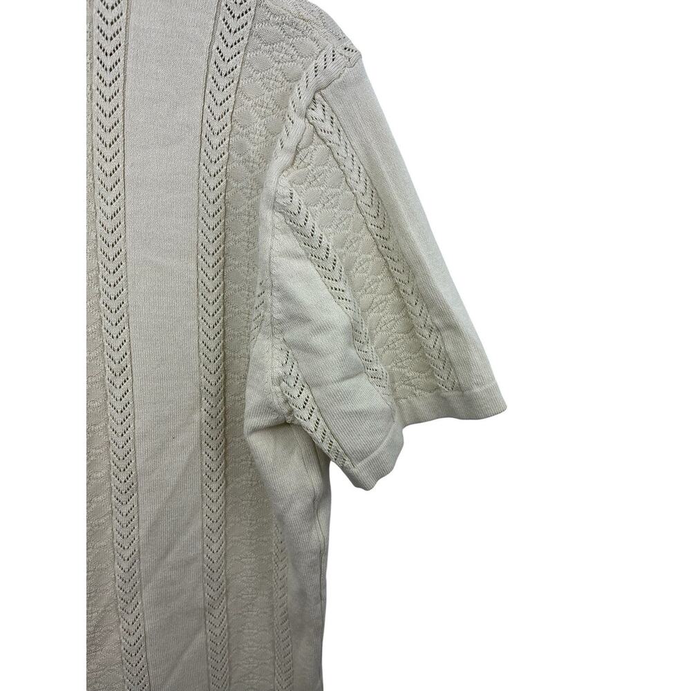 Coofandy Mens Sweater Medium Cream Quiet Luxury Knit Button Front Short Sleeve - Picture 8 of 8